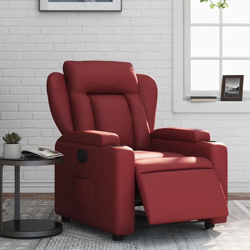 Poltrona Reclinabile Elettrica Rosso Vino in Similpelle 3204534
