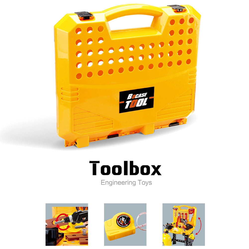 Banco per Attrezzi Fai da Te Giocattolo per Bambini Trasformabile in Valigetta con Accessori Giallo