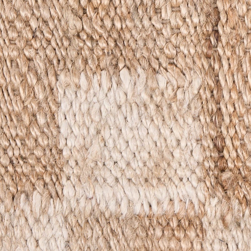 Tappeto beige chiaro in cotone e iuta 160 x 230 cm Rettangolare Tessuto Stile rustico Soggiorno Camera da letto Bordo a scacchi