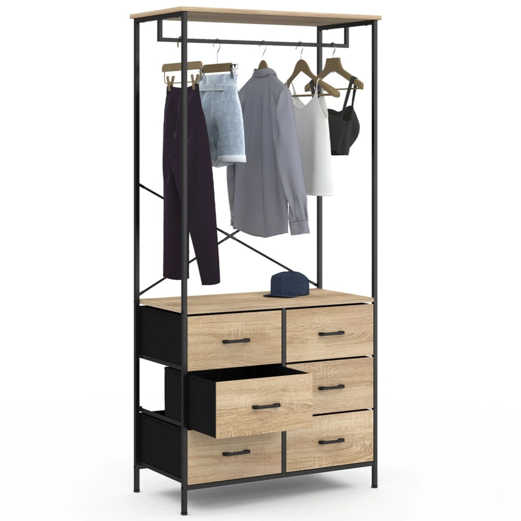 IDMarket - Armadio 80 cm UTAH con 6 cassetti in legno e tessuto nero