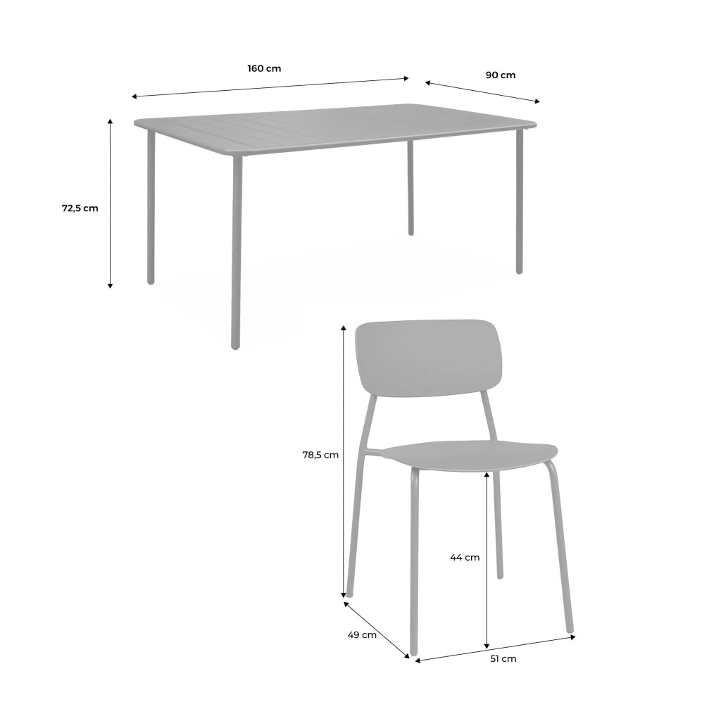 Set tavolo da giardino in metallo con 6 sedie, antracite