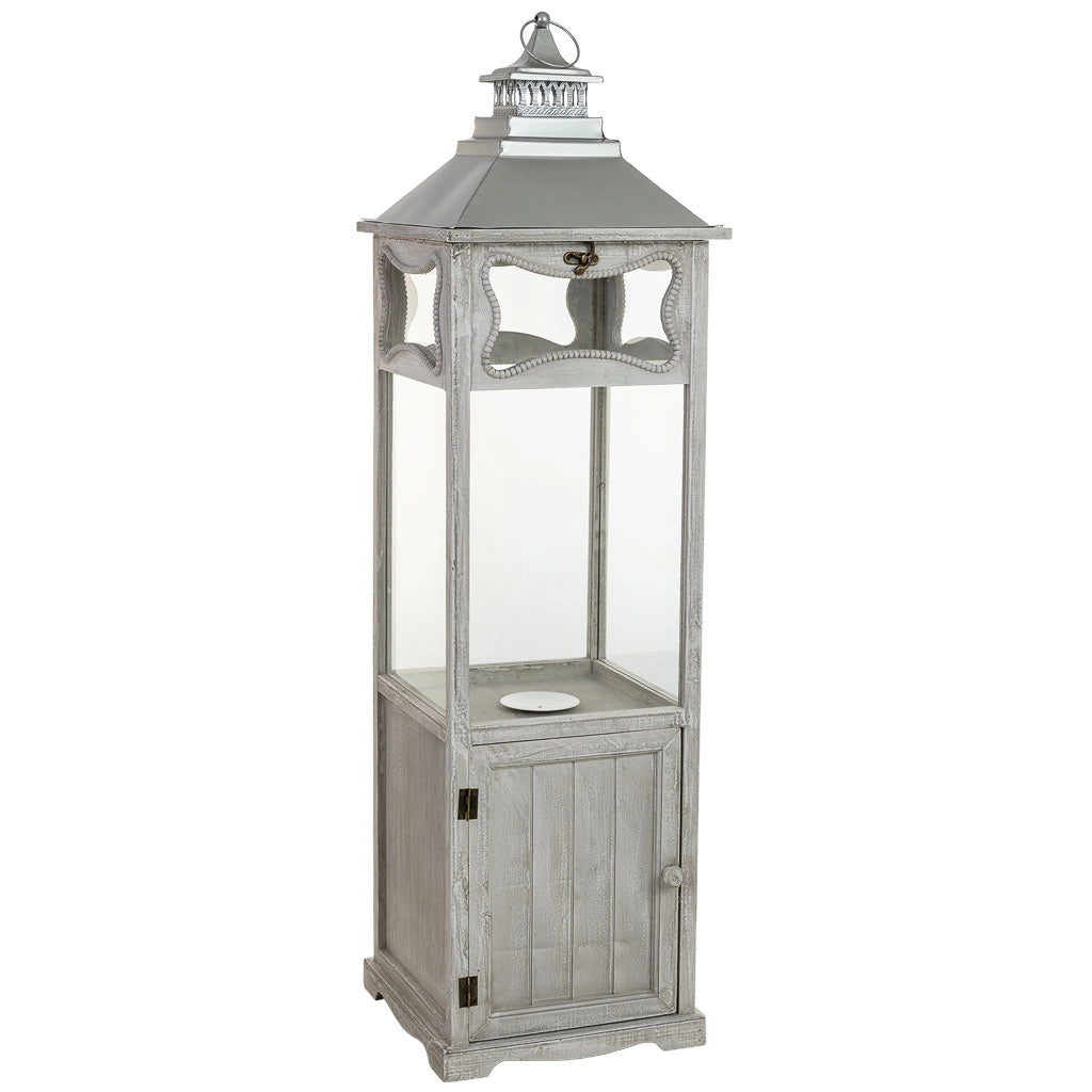 Lanterna in legno grigio 32x32x114h cm