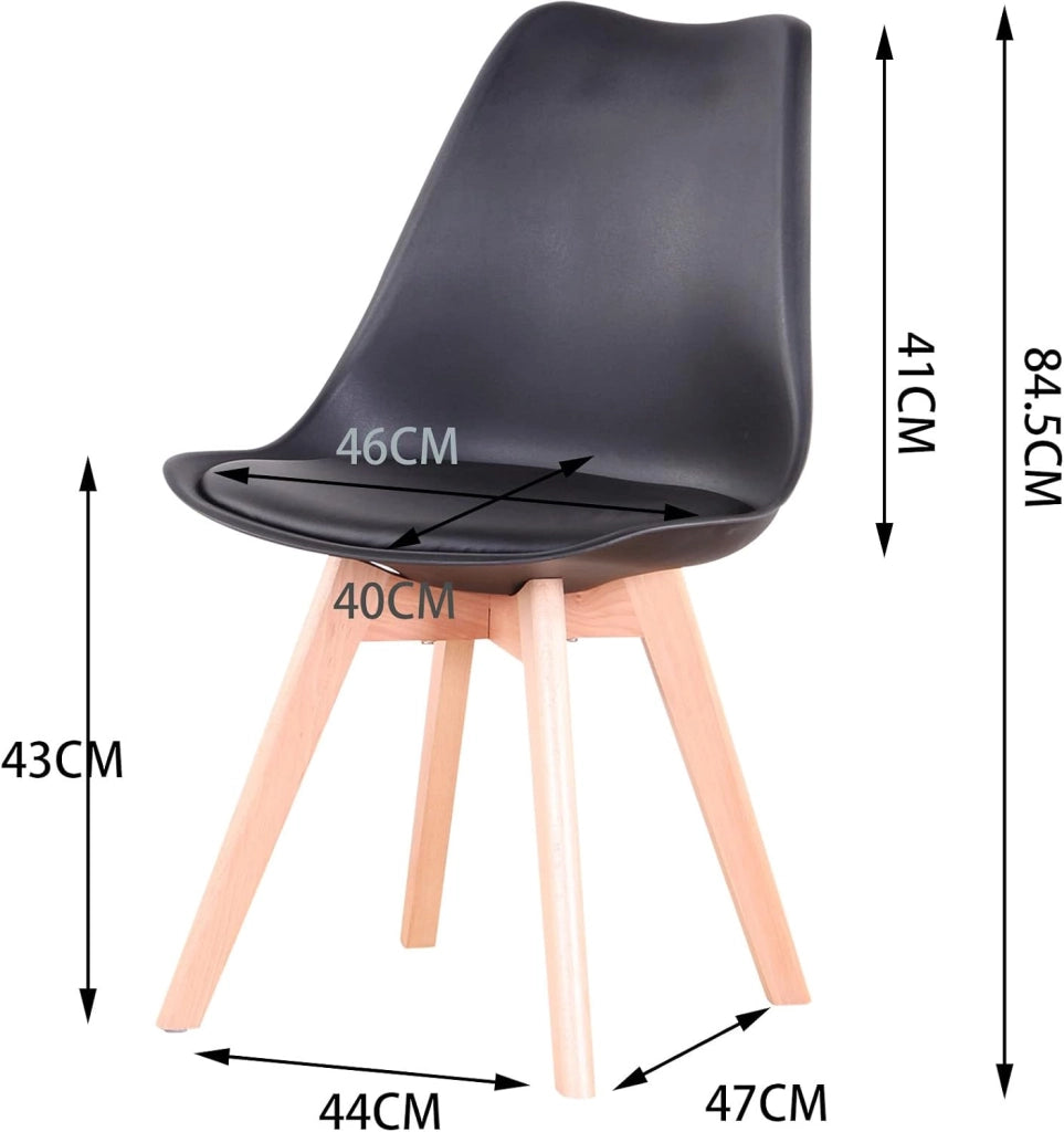 GrandCA HOME Set di Mobili, Tavolo da Pranzo Rotondo e 4 Sedie da Pranzo, Piano Resistente, Sedile Imbottito, Gambe in Legno di Faggio, Nero