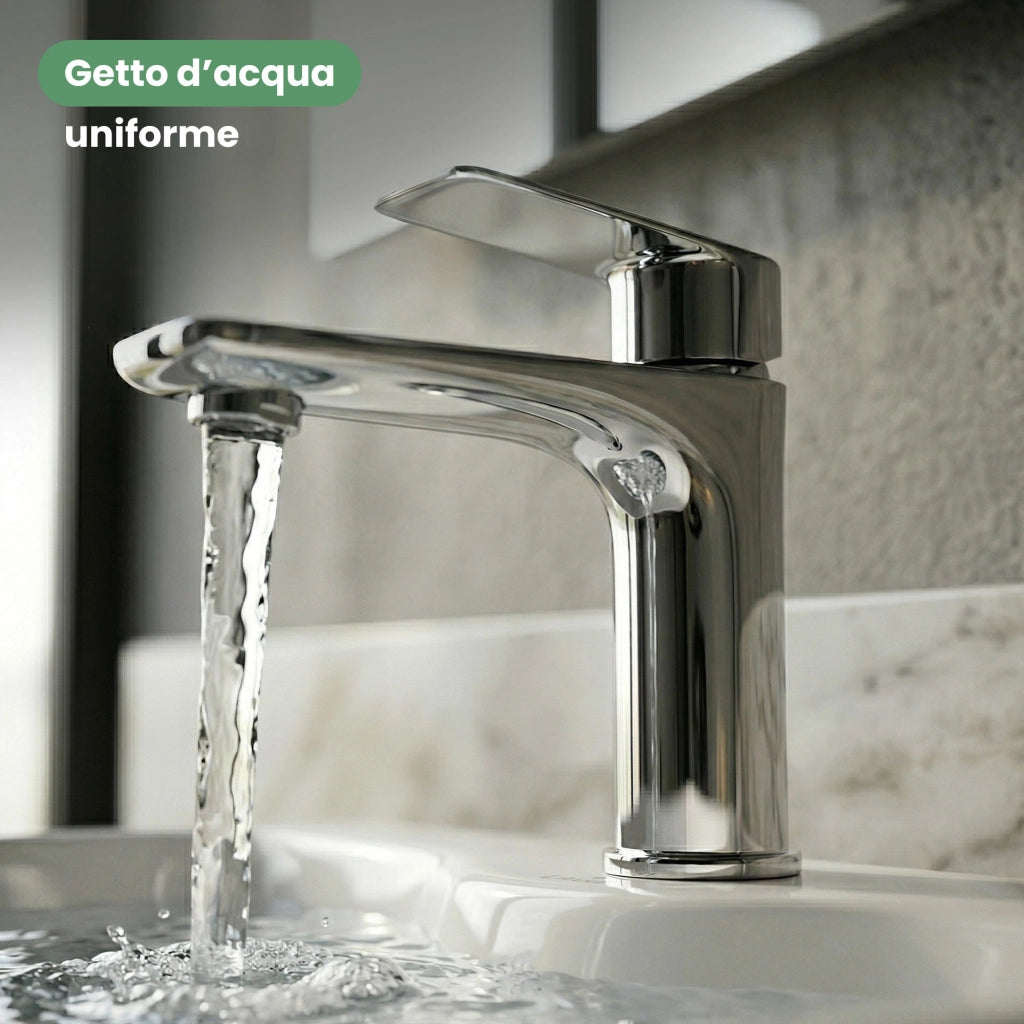 Rubinetto lavabo basso bagno miscelatore monocomando cromato AXON