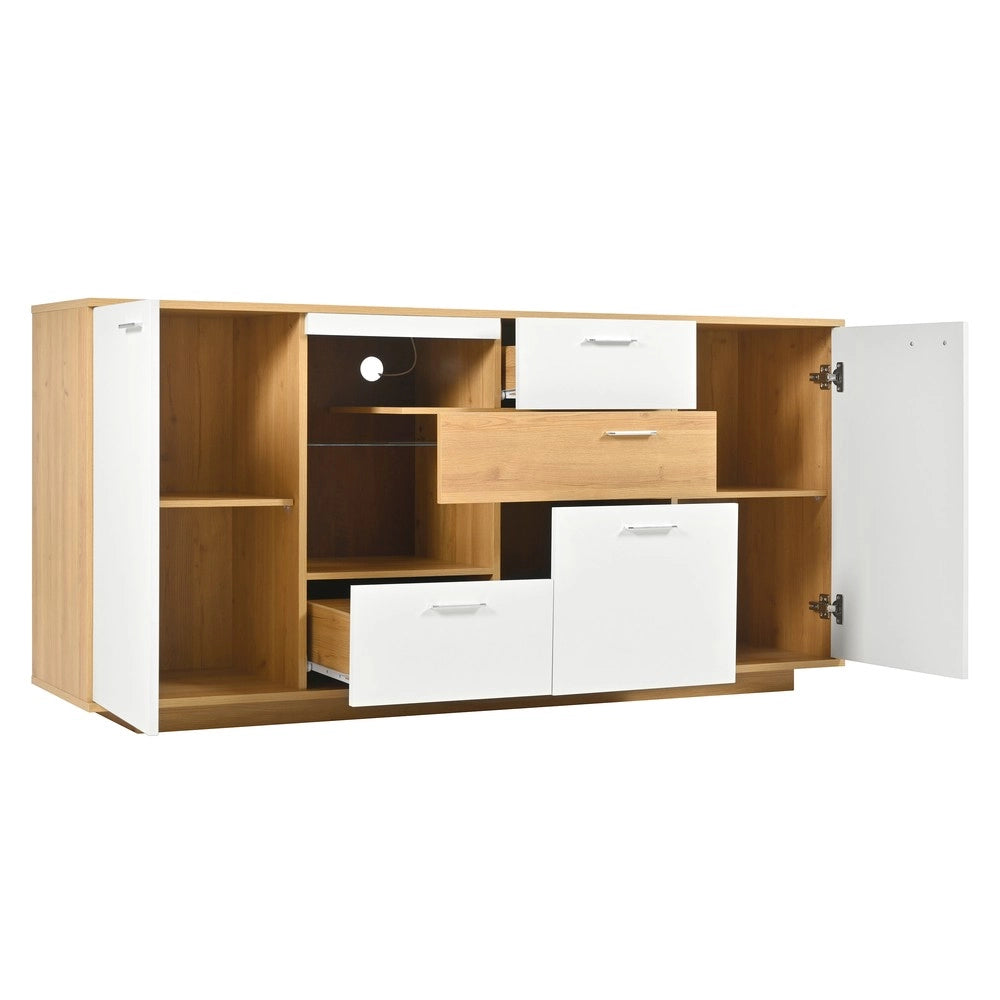 Mobile TV con LED, Ante e Cassetti ¨C MINIMAL ¨C Bianco, Legno, 160x40x77