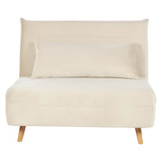 Divano letto piccolo in velluto beige chiaro 1 posto letto pieghevole senza braccioli scandinavo