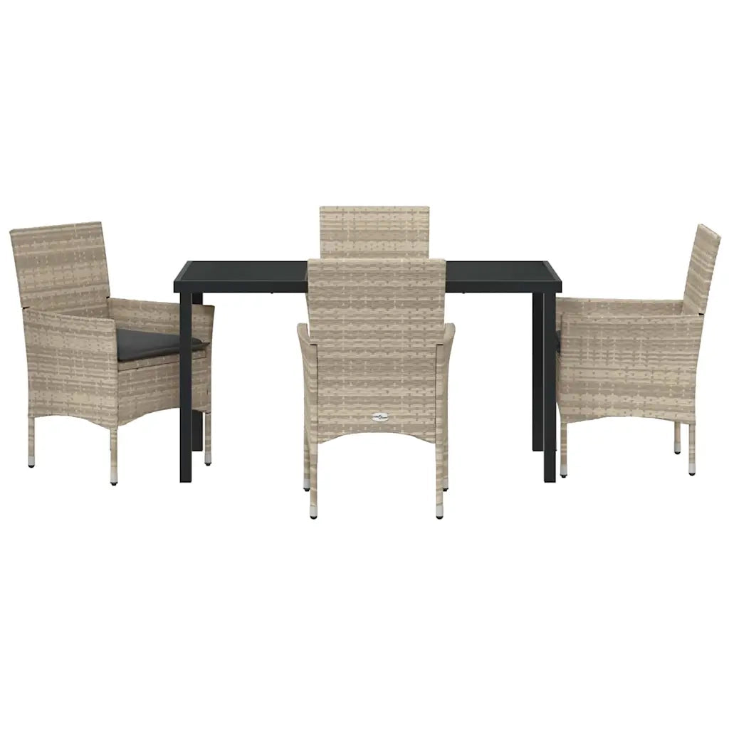 Set da Pranzo per Giardino 5 pcs Grigio chiaro polyrattan