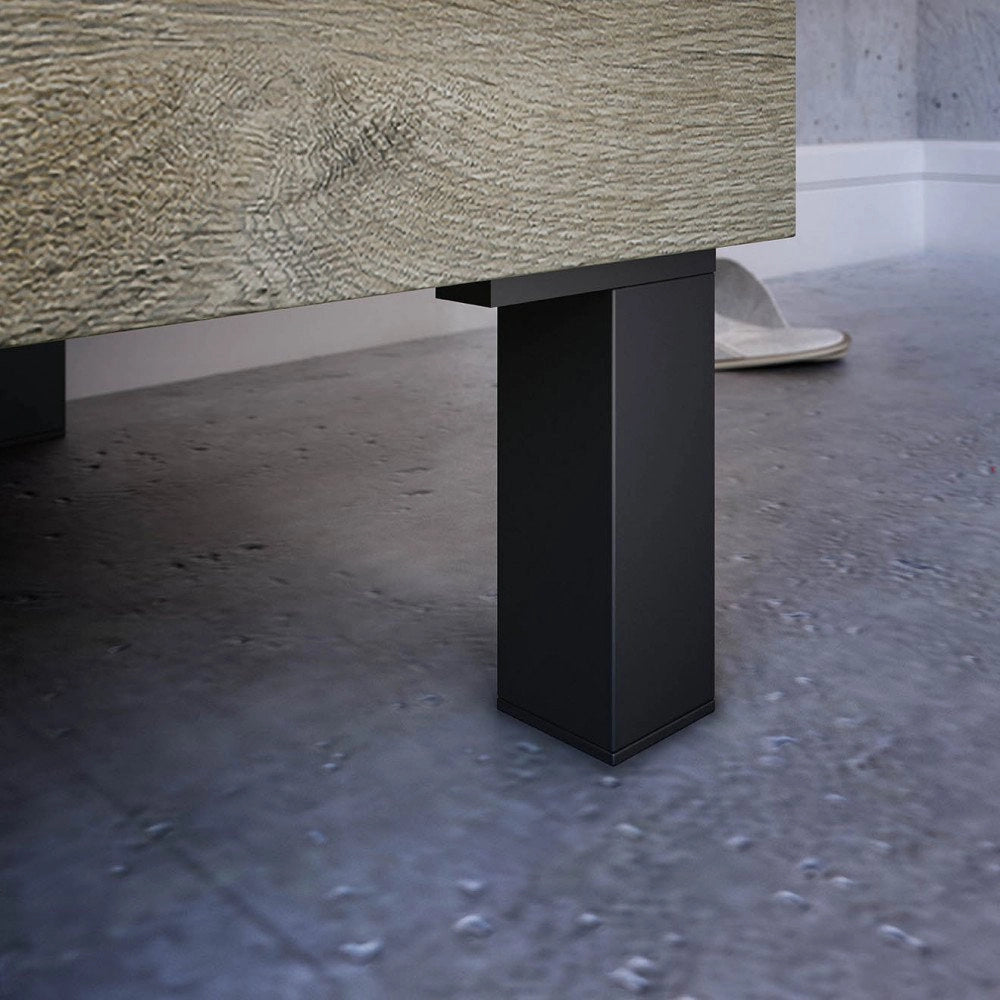 Mobile sottolavabo Almenia, Mobiletto per bagno, Armadio a 2 ante con specchio, lavabo non incluso, cm 50x40h80, Rovere