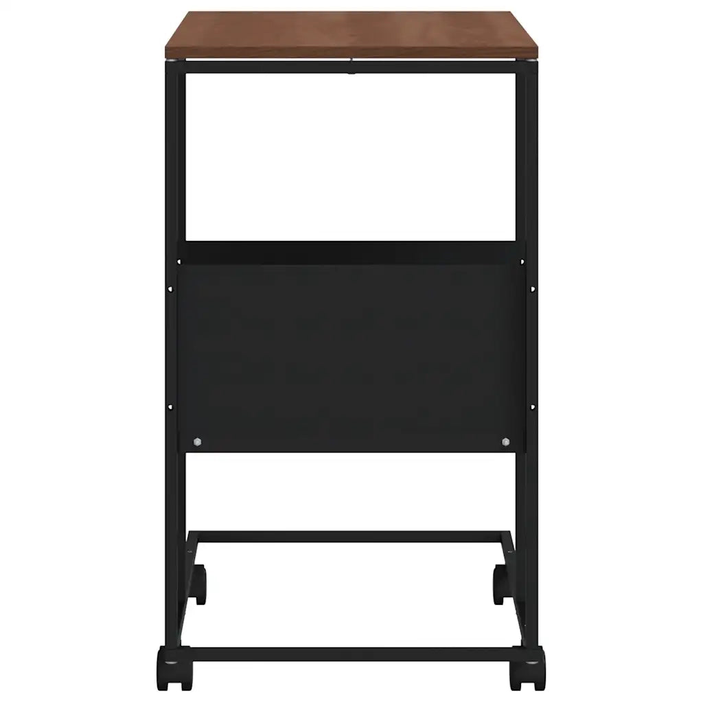 Tavolino con Ruote Nero 55x36x63,5 cm in Legno Multistrato 343108