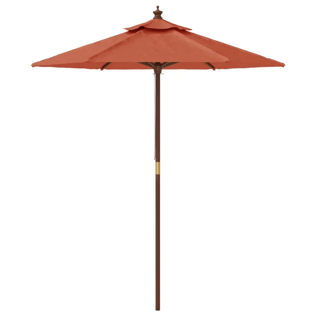 Ombrellone da giardino con palo in legno color terracotta 196 x 231 cm 02_0008362