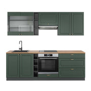 Cucina componibile Fame-Line Verde-oro rustico/Antracite 235 cm, PL Rovere Vicco