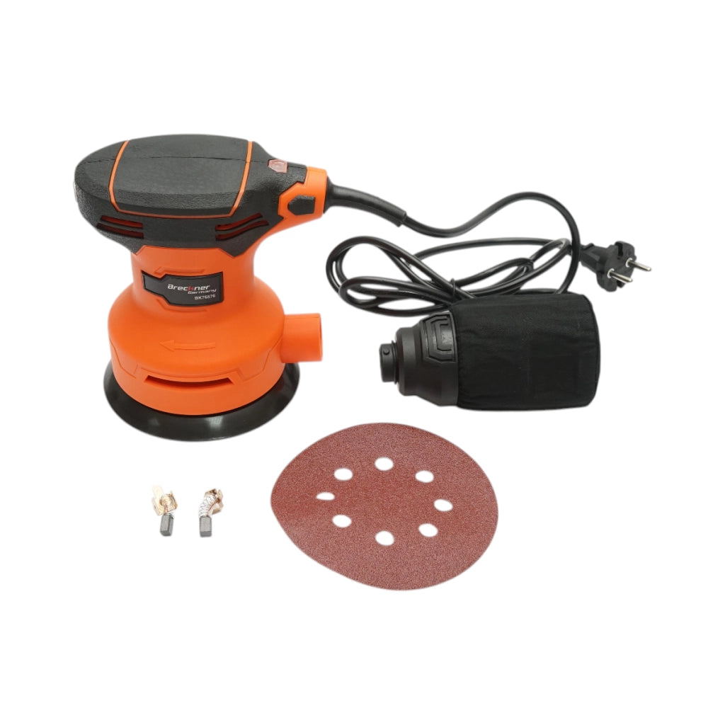 Levigatrice orbitale eccentrica da 125 mm, 350 W, 220 V con sistema di aspirazione, velocità 12000 giri/min Breckner Germany