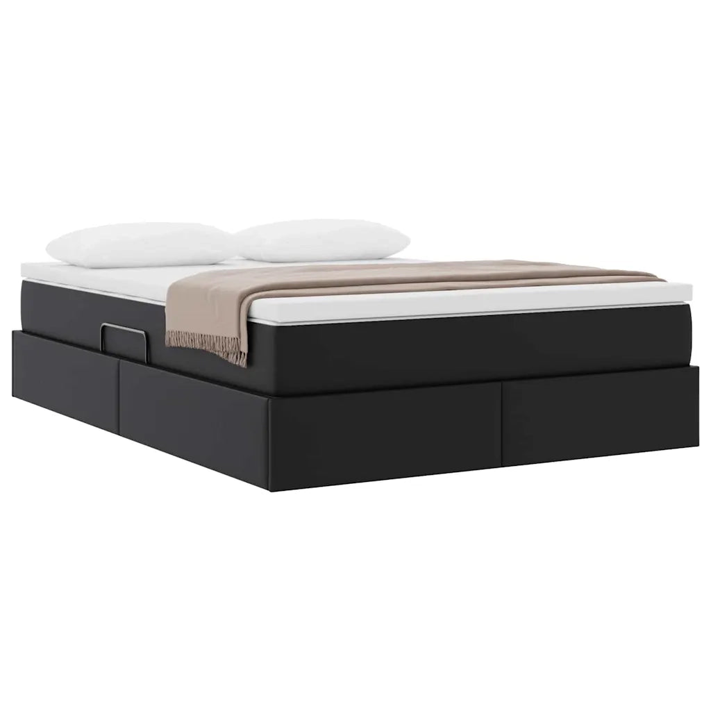 Letto con contenitore e materasso Nero 140 x 200 cm