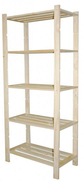 Scaffale 5 ripiani a doghe 75x40x170 cm in Legno di Pino Naturale