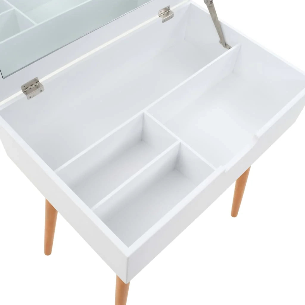 Toeletta tavolo da trucco di design mobile da camera da letto con specchio 60 x 40 x 75 cm MDF bianco 02_0006292