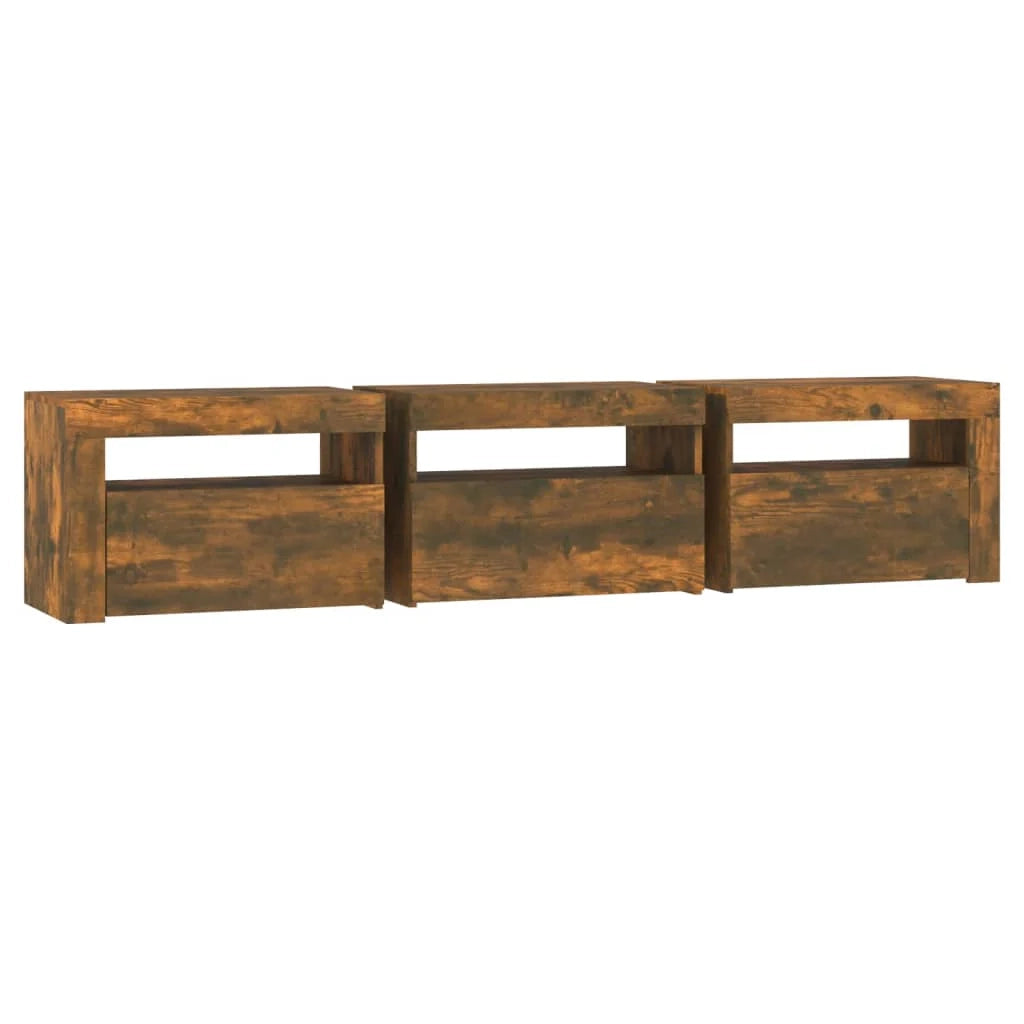 Mobile TV multimediale scaffale TV credenza mobile TV per sala da pranzo soggiorno camera da letto con luci a LED rovere affumicato 180 x 35 x 40 cm marrone 02_0026725