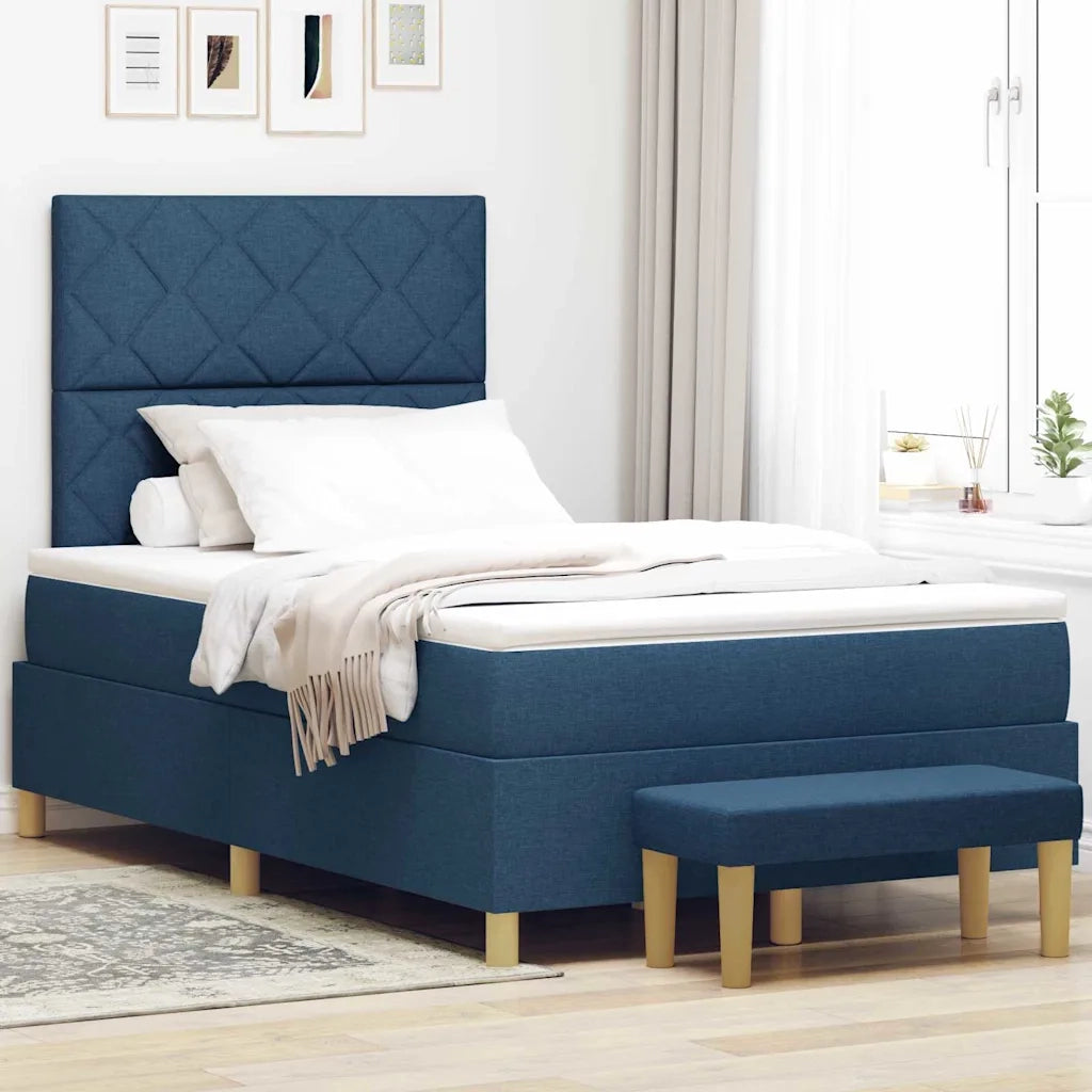 Letto a molle con materasso Blu 120 x 190 cm Tessuto