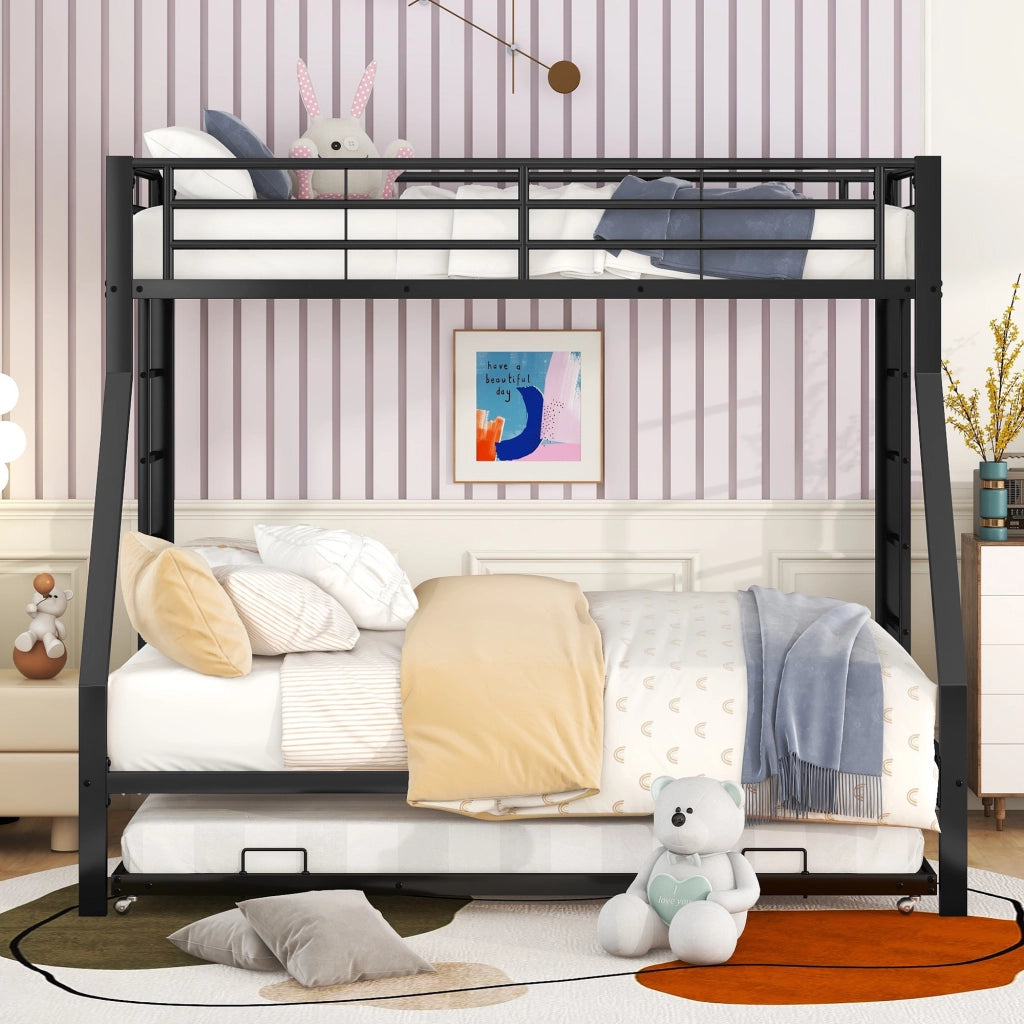 LETTO a castello con letto estraibile, scale su entrambi i lati, 90/140x200 cm, Nero