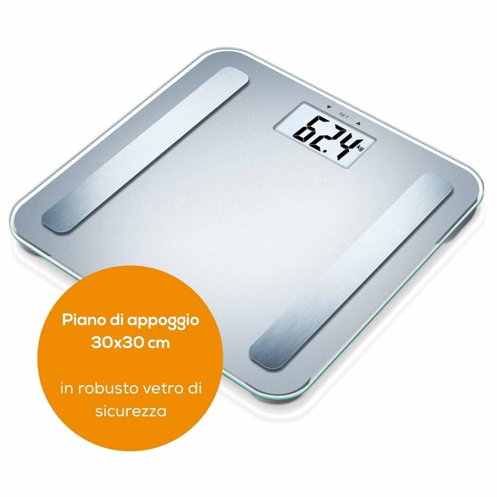 Beurer BF 183 Bilancia Diagnostica con Display Extra Large e Valori Corporei con Grasso Viscerale ed Età Metabolica, Conversione kg/lb/st, Portata 180 kg