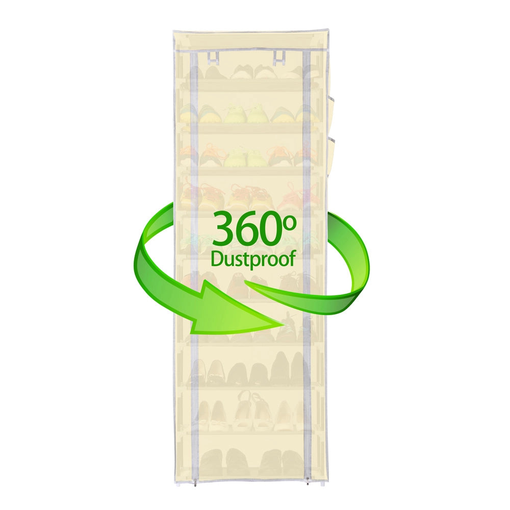 Armadietto Scarpiera Salvaspazio fino a 30 Paia Scaffale Metallo TNT Beige H175cm