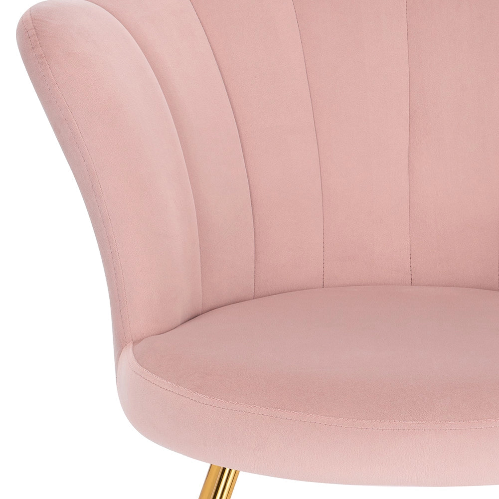 Sedia Relax con Schienale e Seduta in Velluto Rosa Struttura Metallo