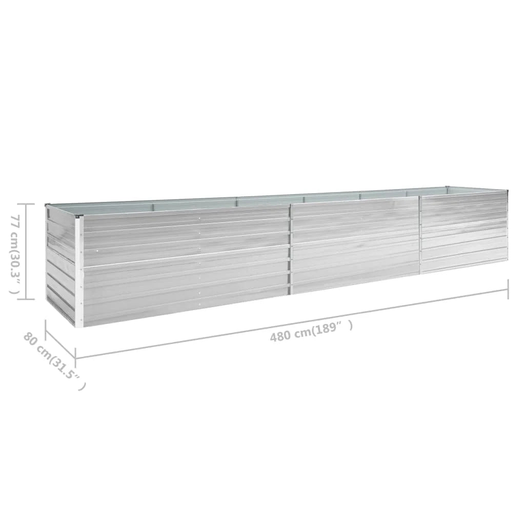 Aiuola rialzata per piante e fiori acciaio zincato 480 x 80 x 77 cm grigio 02_0001127