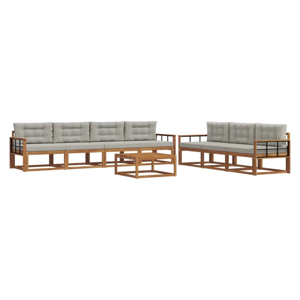 Set di divani da esterno 8 pcs Grigio Naturale e Chiaro