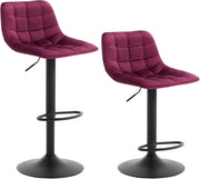Set di 2 Sgabelli da Bar per Casa Moderni Sgabelli Cucina Girevoli con Poggiapiedi, in Velluto Bordeaux BH273bd-2