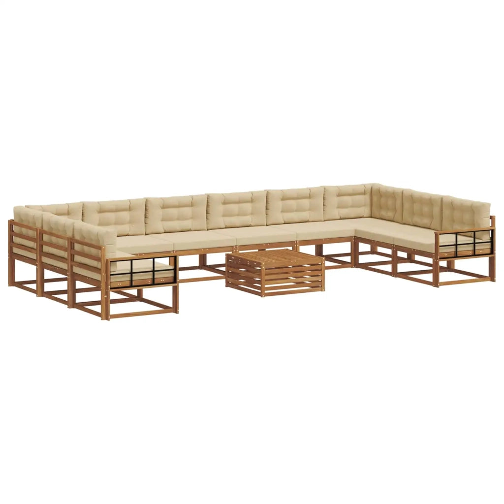 Set di divani da esterno con cuscino 11 pcs Naturale e Beige
