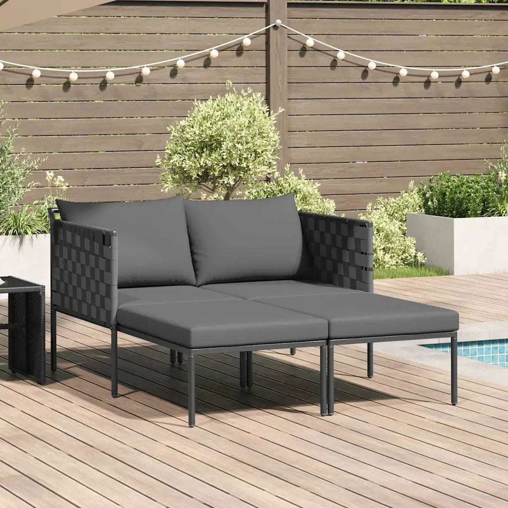 Lettino da Sole con cuscino Antracite 153 x 115 x 69.5 cm 42004135