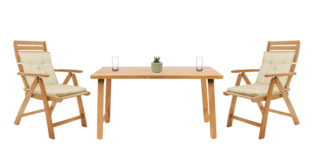 Set Cuscini Sedia Con Schienale Imbottiti Con Laccetti Banda Elastica 40 x 80 Cm Panna - 6 Pezzi