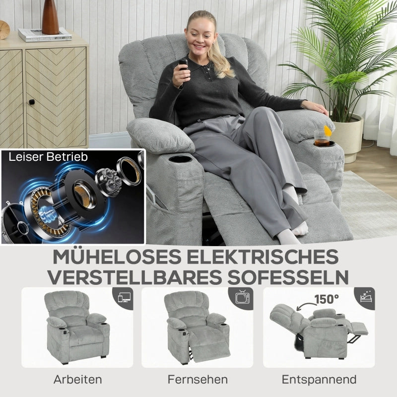 POLTRONA RELAX Elettrica con 2 memorie, USB, Grigio