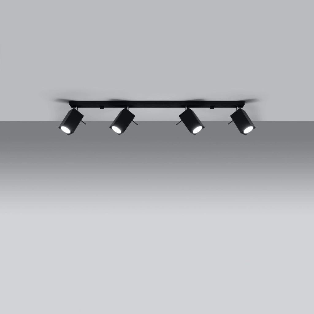 Lampada da soffitto in acciaio stile industriale MERIDA 4x GU10 regolabile nero