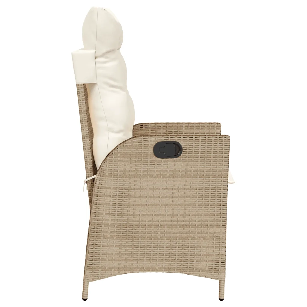 Sedia Reclinabile da Giardino con Cuscini Beige in Polyrattan 365260