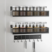 Organizzatore di erbe magnetico con contenitore per accessori - 3 strati pannelli magnetici da parete forti - conservazione flaconi di erbe da cucina (nero)