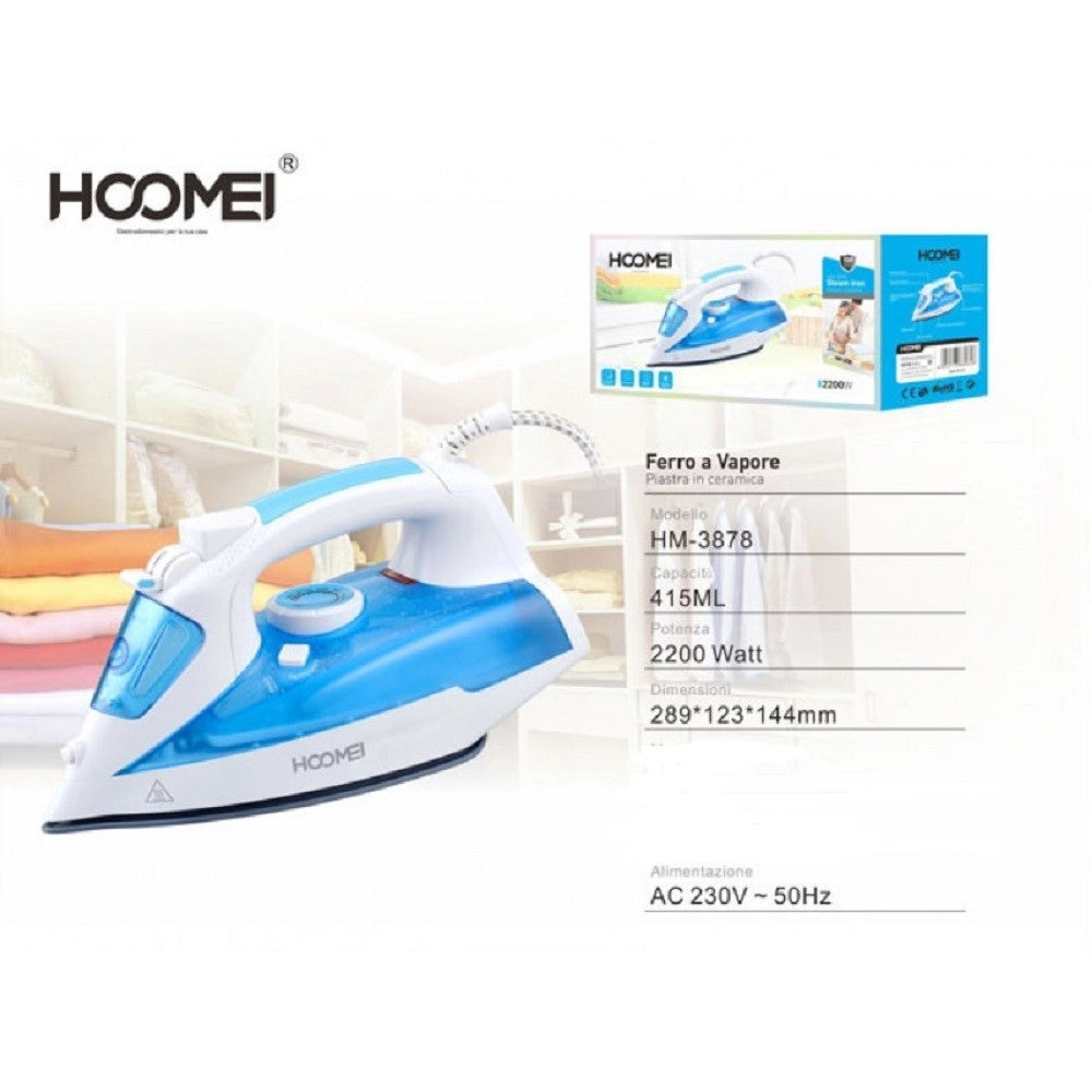 Trade Shop - Ferro Da Stiro 2200w 415ml Piastra In Ceramica Con Getto Vapore Verticale Hm3878 -