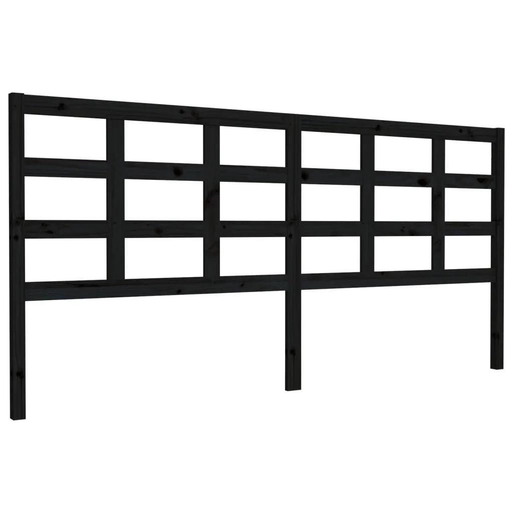 Testiera | Testata per Letto Nera 205,5x4x100cm in Legno Massello di Pino