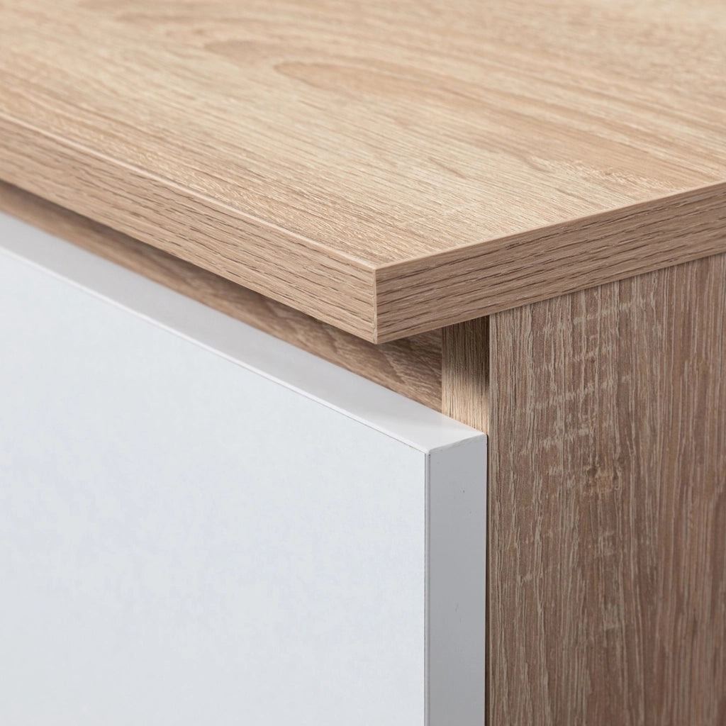 Scrivania per computer AKORD A5 Sonoma Quercia 135 cm 2 ante 2 cassetti inserto frontale Bianco 135x50x77 cm
