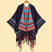 Sciarpe e scialli da donna, in stile europeo e americano, con nappe colorate, a quadri e con spacchi.