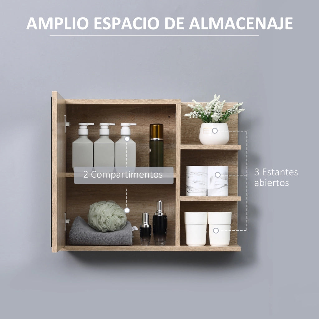 Armadio con specchio ¨C zephmum ¨C legno naturale 60x18x50 cm