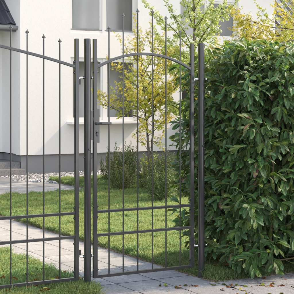 vidaXL Cancello da giardino con blocco Grigio 100 x 200 cm Acciaio