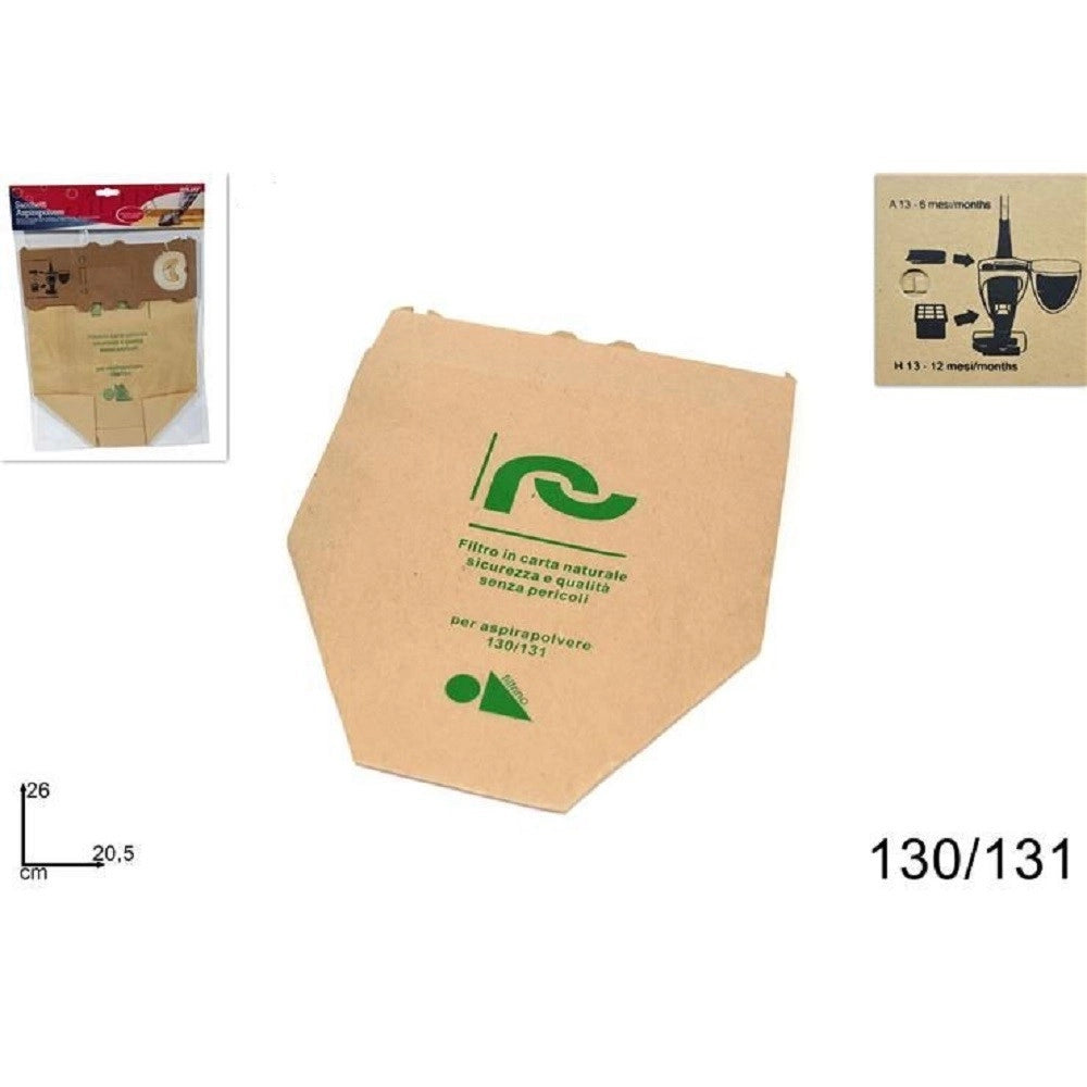 Trade Shop - Set 12 Pz Buste Sacchetto Filtro In Carta Naturale Aspirapolvere Modelli 130/131 -