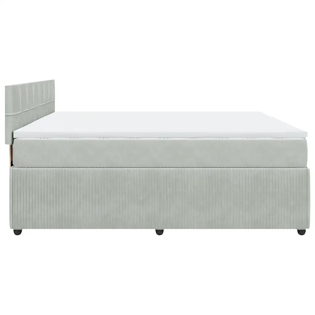 Giroletto a Molle con Materasso Grigio Chiaro 200x200cm Velluto