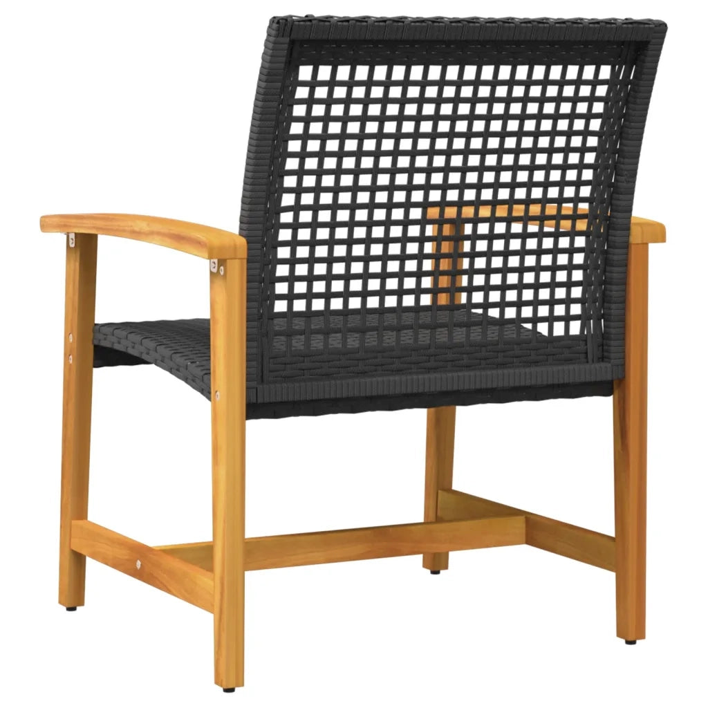 Sedia da patio-Sedie da Giardino 2pz Nere in Polyrattan e Legno di Acacia
