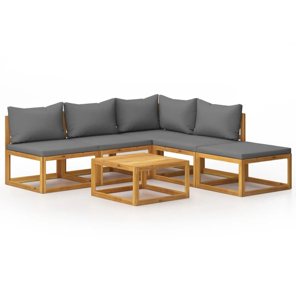 Set di mobili da giardino mobili da esterno 6 pezzi con cuscini legno massello di acacia 02_0016621