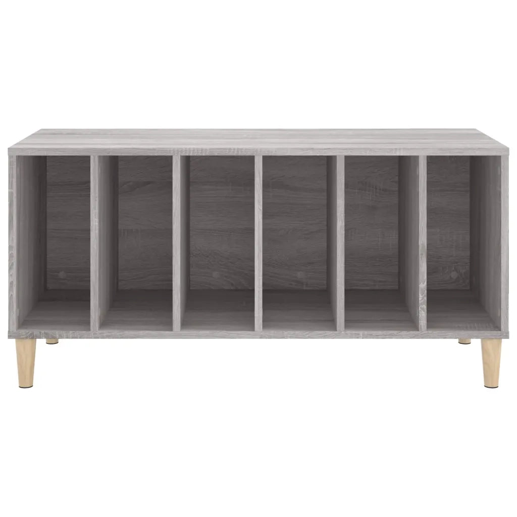 Mobile porta dischi pratico e multifunzionale per soggiorno 100 x 38 x 48 cm realizzato in legno composito grigio 02_0049220