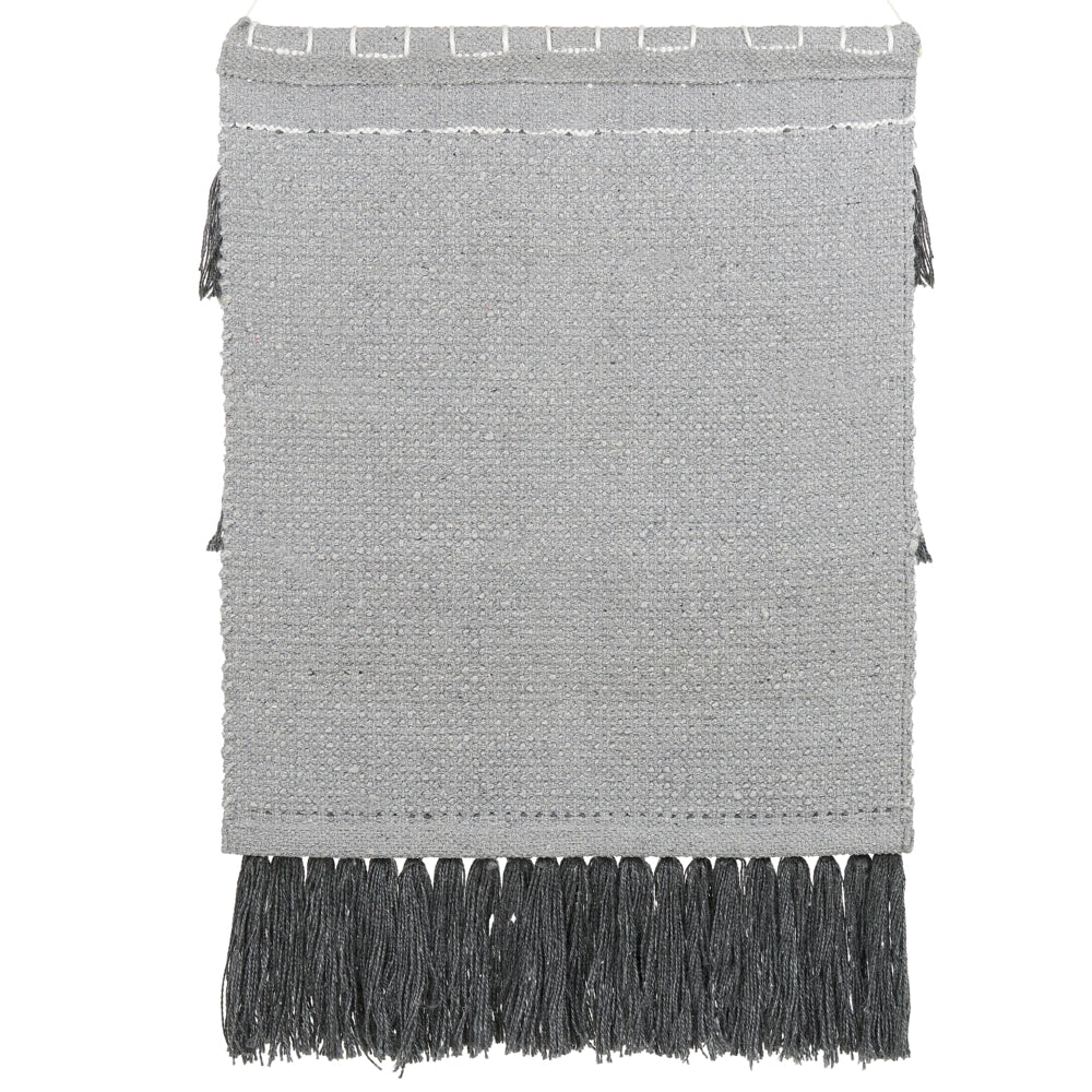 Appendiabiti da parete in cotone grigio intrecciato a mano con frange Decorazione da parete Boho stile moderno Soggiorno Camera da letto