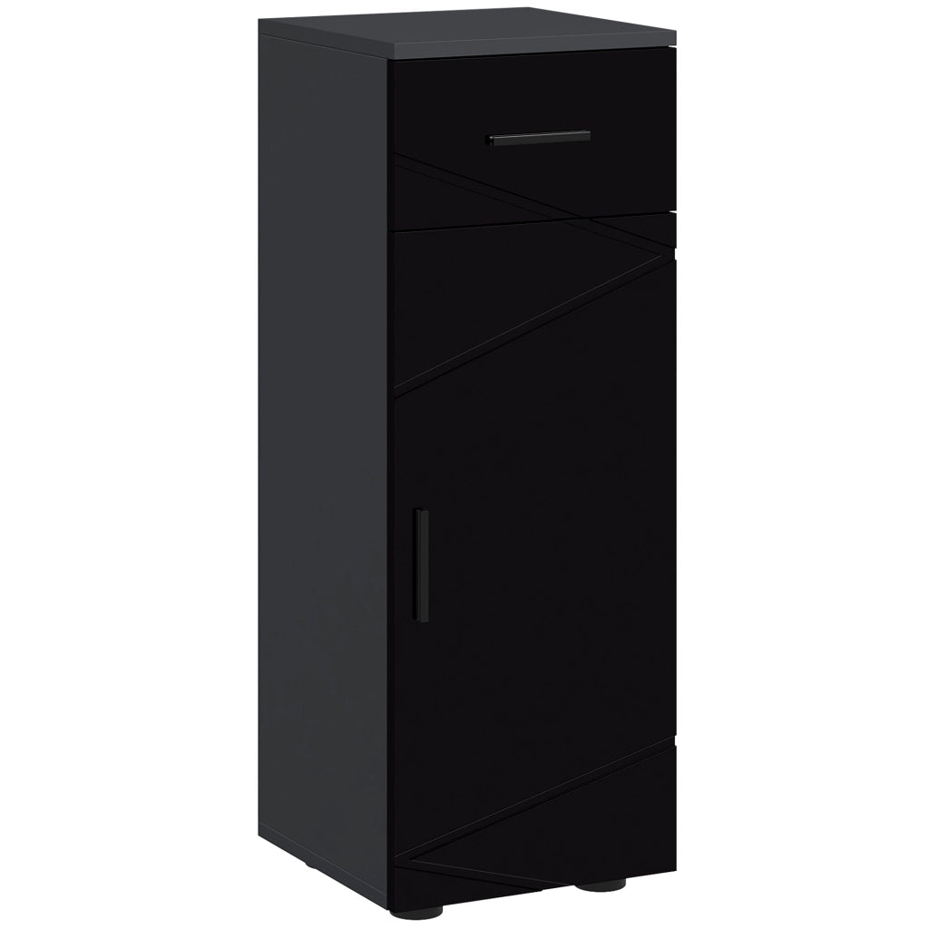Mobiletto Bagno con Cassetto e Armadietto ¨C Zephmum ¨C Nero Grigio 30x30x82 cm