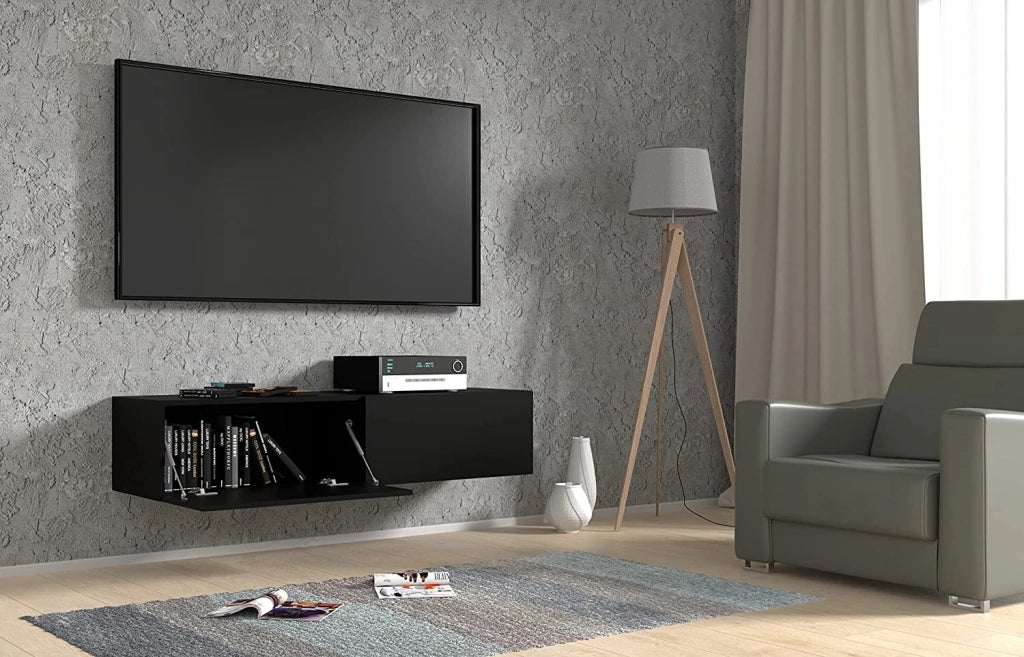MOBILE TV PORTA TV STAND TV SOGGIORNO BINGO 140x40x30cm NERO OPACO