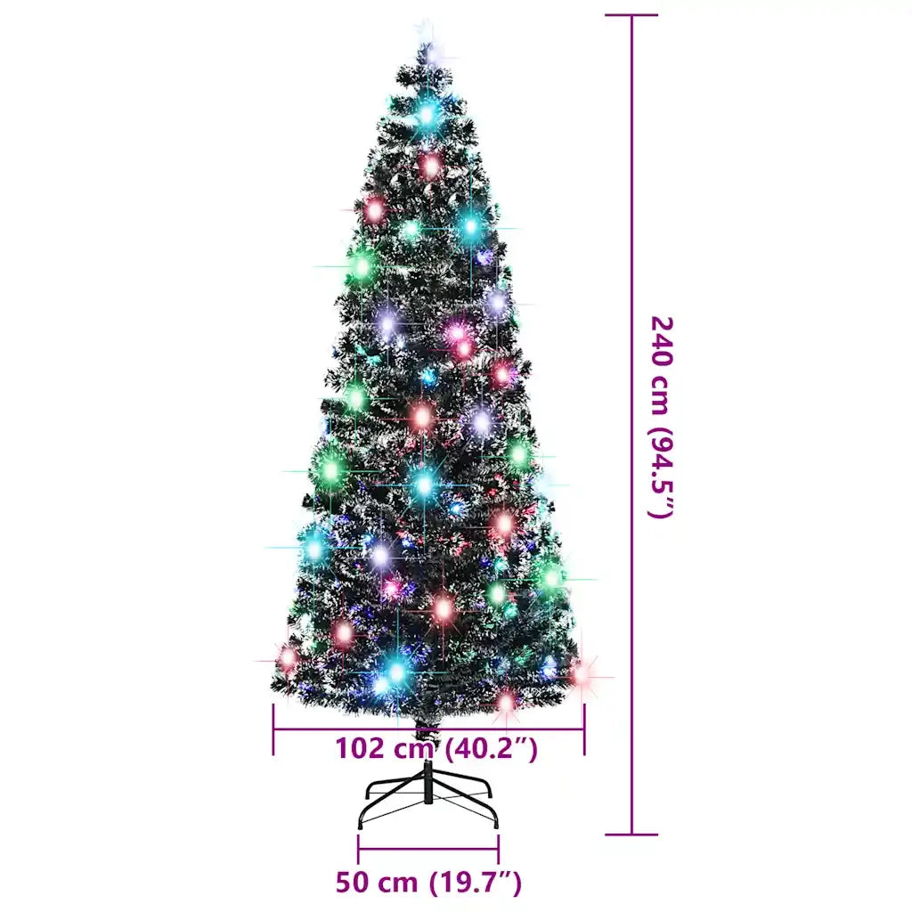 Albero di Natale Preilluminato con Supporto e LED 240 cm Fibra Ottica 284299